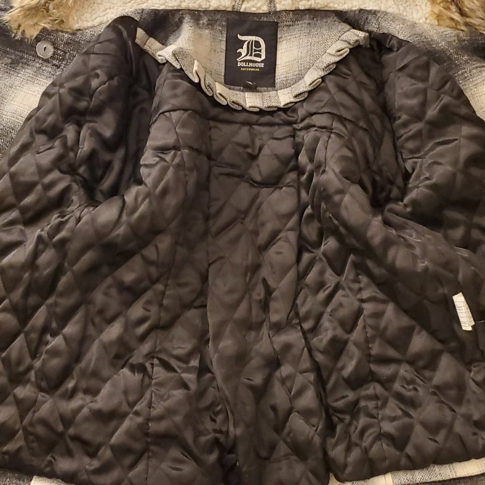 DOLLHOUSE Plaid Jacket / Coat – Black & White (Juniors Medium) - Picture 8 of 12